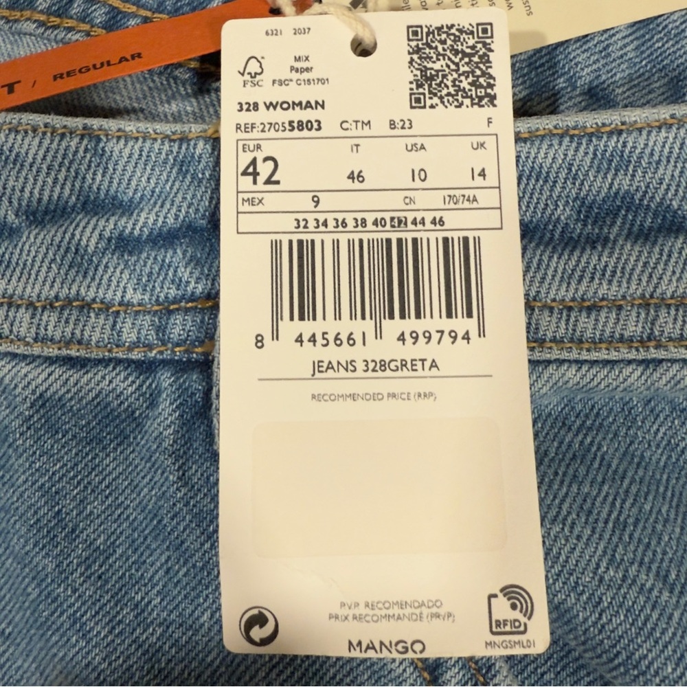 Mango MNG Cargo Jeans Womens 10 Blue Denim Cargo‎ Baggy Grunge Pockets NWT - Picture 3 of 16
